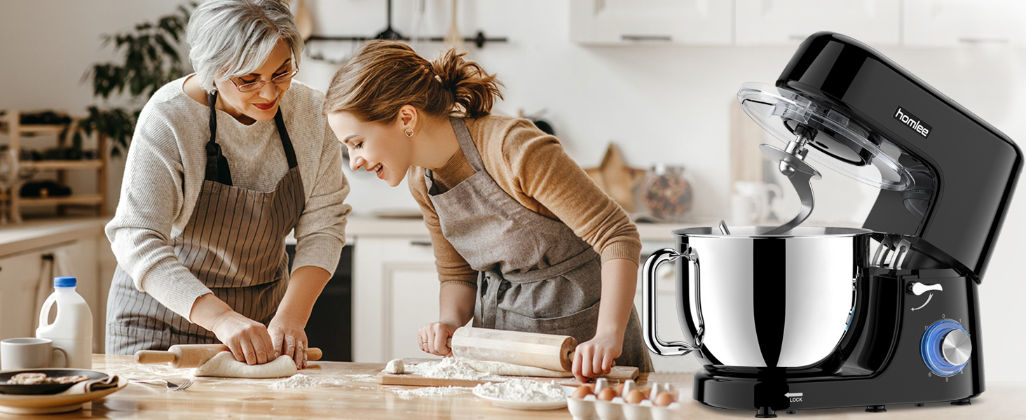 Потужна кухонна машина 1800W з великою чашею 7.2 л з нержавіючої сталі, міксер, насадки для тіста, збивання та взбивання