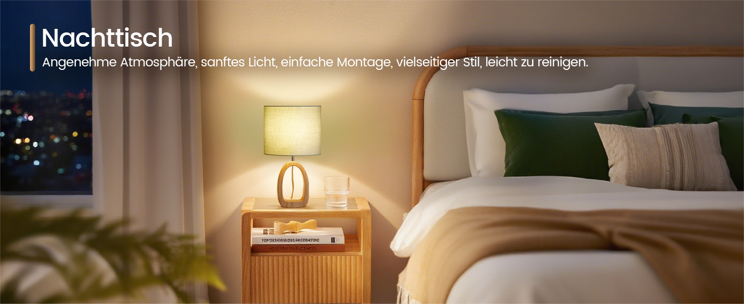 Дерев'яна настільна лампа GOEBLESON для спальні, вітальні, готелю. Сучасний дизайн, тепле світло 2700K, E27, подарунок. Модель ZME07TLD05N1 (кільцеподібна)