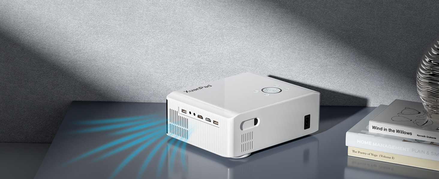 Смарт-проектор XuanPad White 4K підтримка, 1080P Native, 20000 Люмен, WiFi, Bluetooth, портативний міні-бемер з 360° підставкою (Ivory)