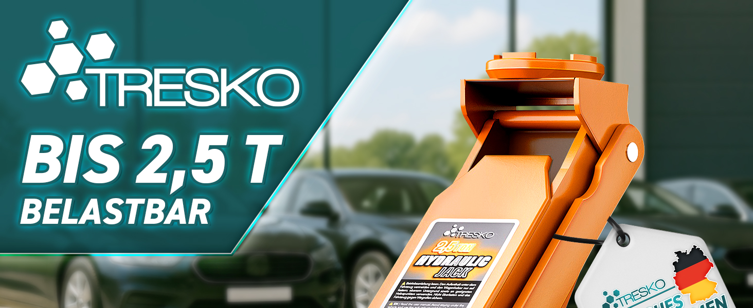 Гідравлічний низькопрофільний домкрат TRESKO 2.5 т (підйом 85-385 мм) у кейсі, чорний