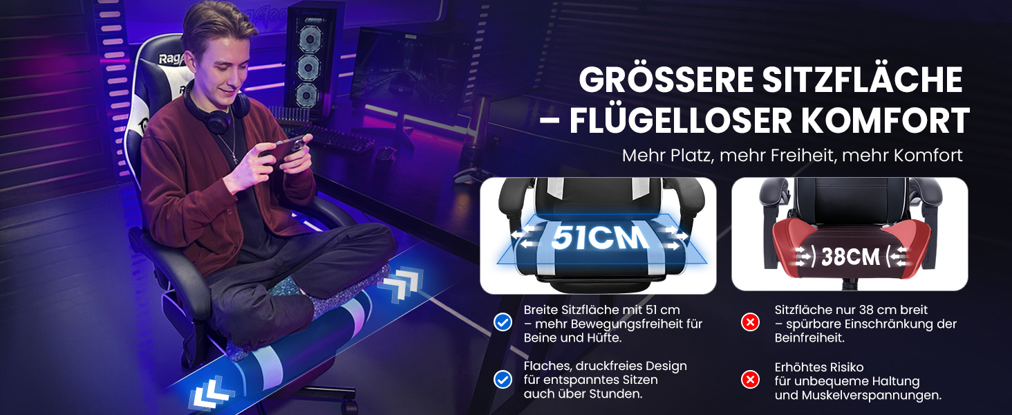 Ігровий крісло-шкік Gamer Sessel - ергономічне ігрове крісло з підтримкою попереку, регульоване по висоті, м'яке, до 150 кг, велике