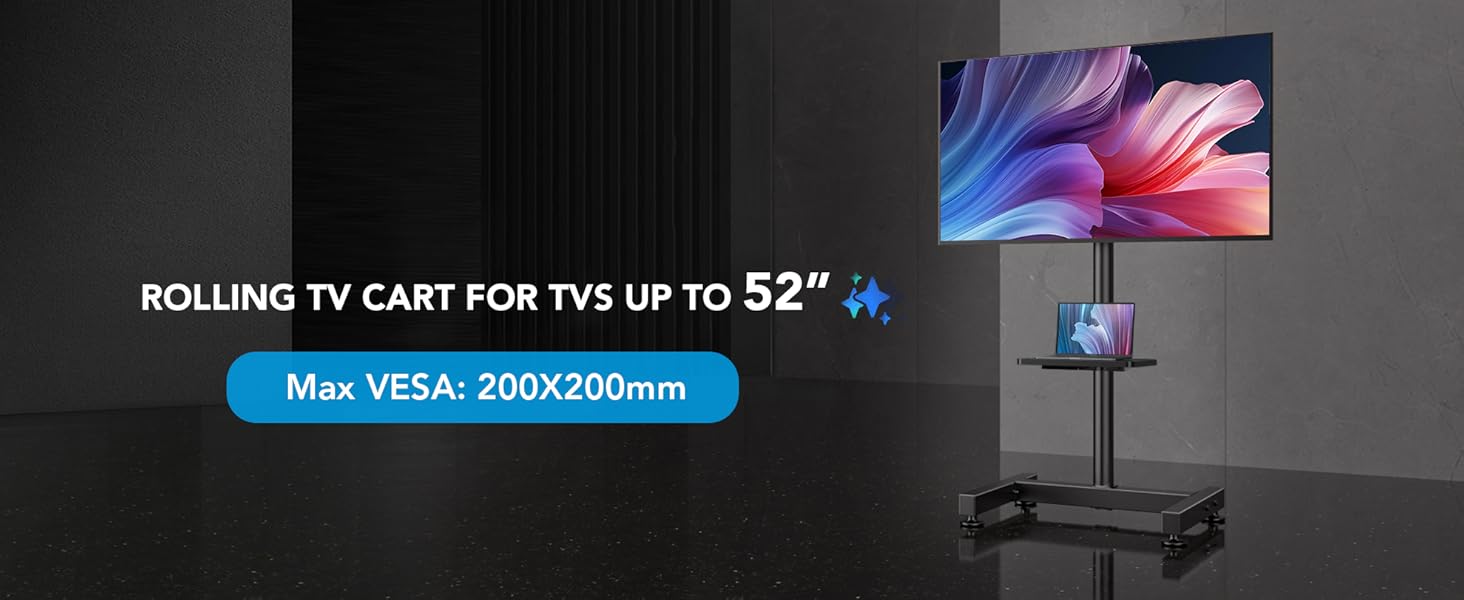 Кріплення для телевізора AX WABER на підлогу для LCD, OLED LED телевізорів 13-50 дюймів, VESA 200x200, до 35 кг, AX2008TBM (без шківів)