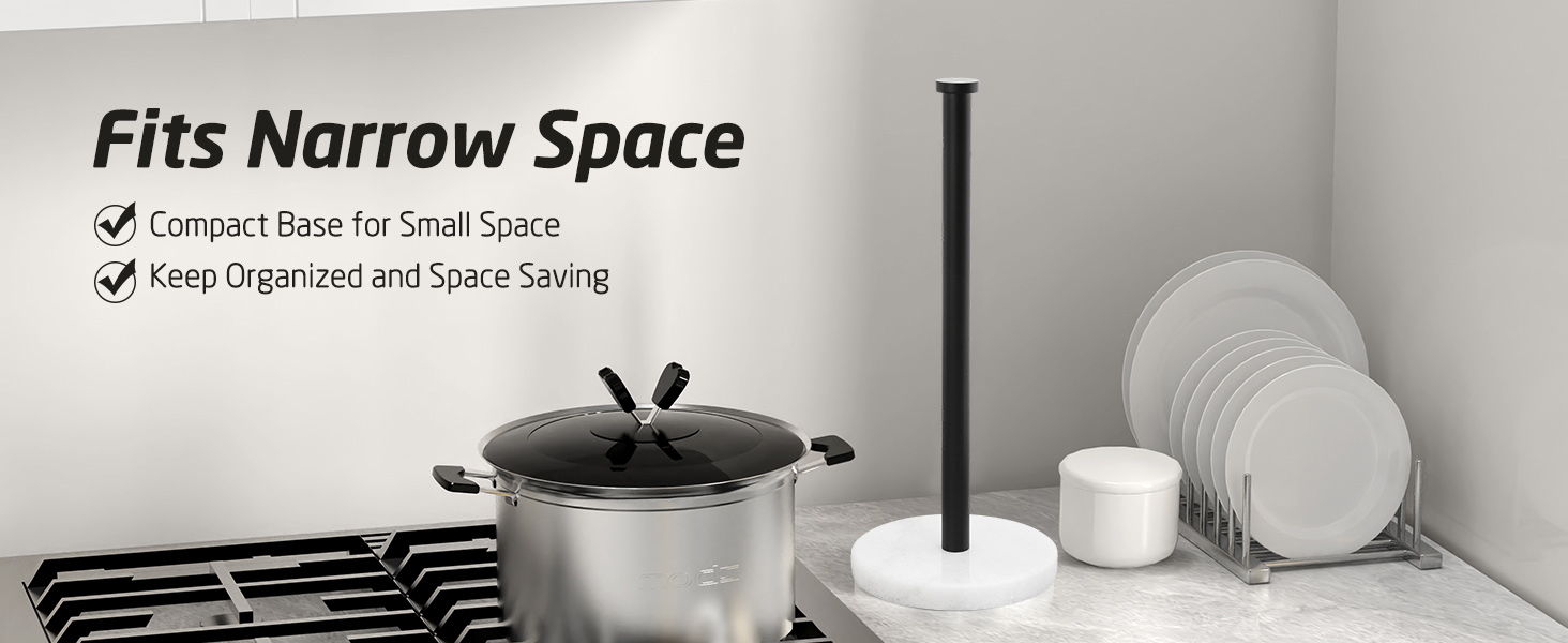 Тримач для паперових рушників KES з мармуру та нержавіючої сталі SUS304, підстільний, чорний, 14 см