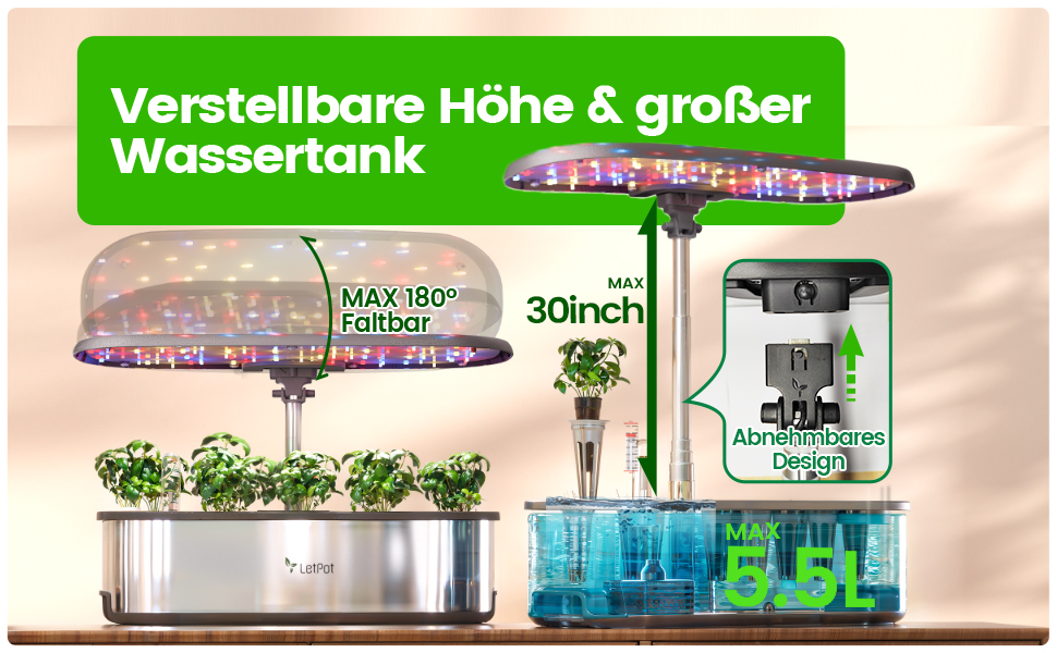 LETPOT LPH-SE: Система гідропоніки WiFi для вирощування трав, 12 капсул, внутрішній сад з LED-підсвічуванням 24W, 5.5L резервуар, автоматичний таймер
