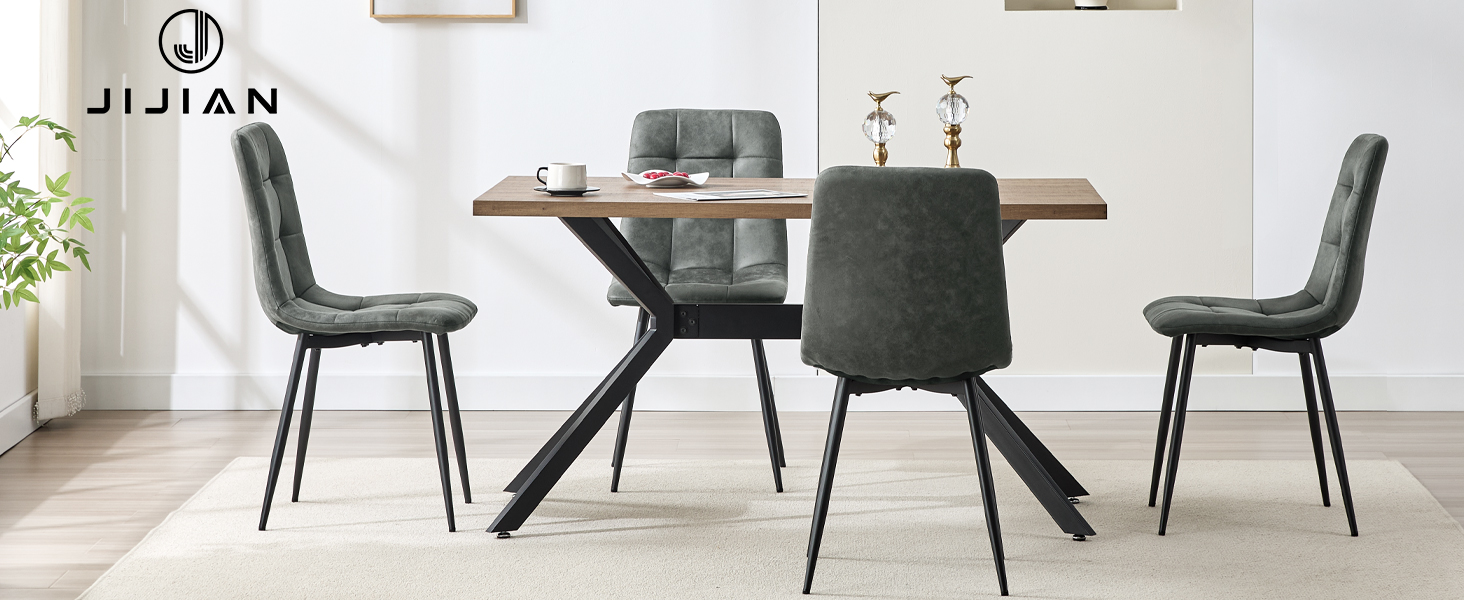 Набір обідніх стільців (6 шт), темно-сірий, з металевими ніжками, для кухні, вітальні, зони очікування. Тканинні, з м'якими сидіннями.