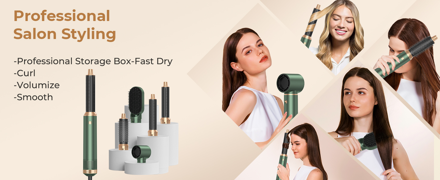 MogaWave Air Styler Pro 6 в 1: Фен-щітка, стайлер для волосся 1000W (Сірий)