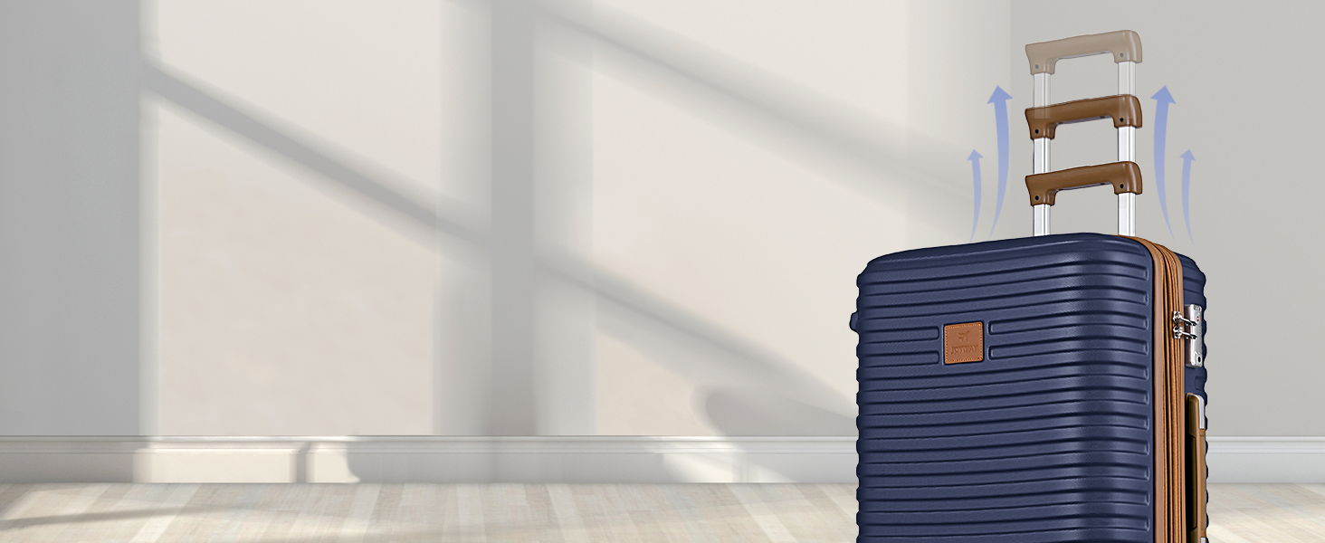 Набір валіз Joyway 6 шт. з твердим корпусом, beauty case, косметичка, 4 колеса, TSA-замок. Колір: темно-синій/коричневий