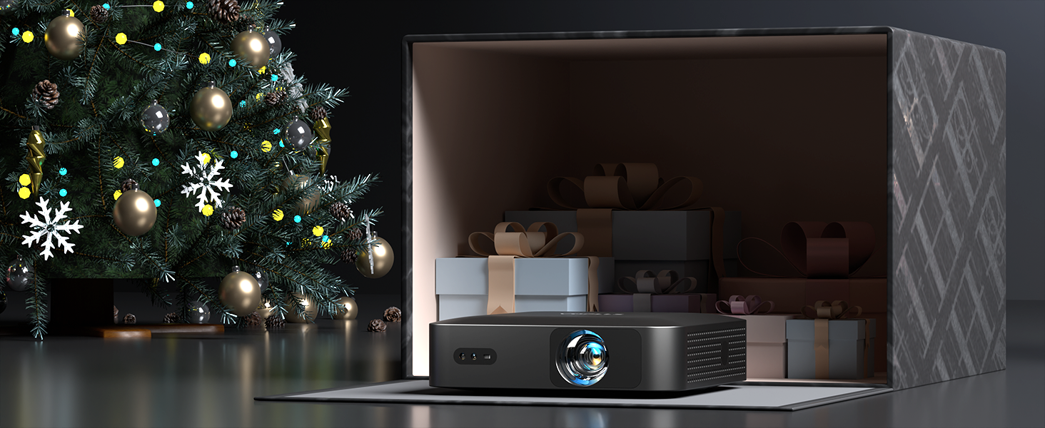 Портативний проєктор Mini Beamer 1080P Full HD 23000L з автофокусом, корекцією трапеції, WiFi6, Bluetooth та 4K підтримкою. Ідеальний для домашнього кінотеатру та підключення до телефону. 360° обертання, без додаткових додатків.