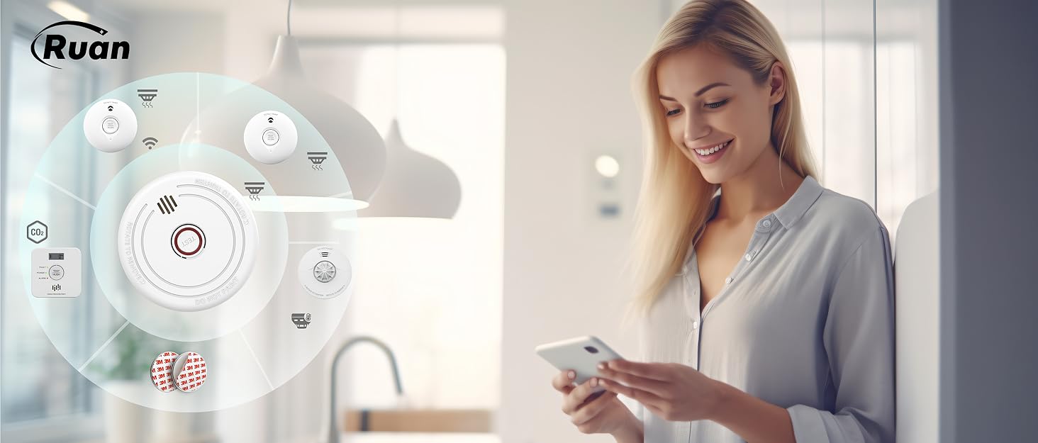 Датчик диму Rauchmelder з магнітною кріпленням, фотоелектричний, 10 років служби, змінна батарея, 4 шт. (4 шт.)