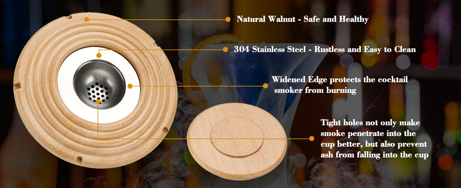 Коктейльний набір для копчення з 4 дерев'яними чіпсами: подарунок для чоловіків, для віскі, кави, бурбону та м'яса