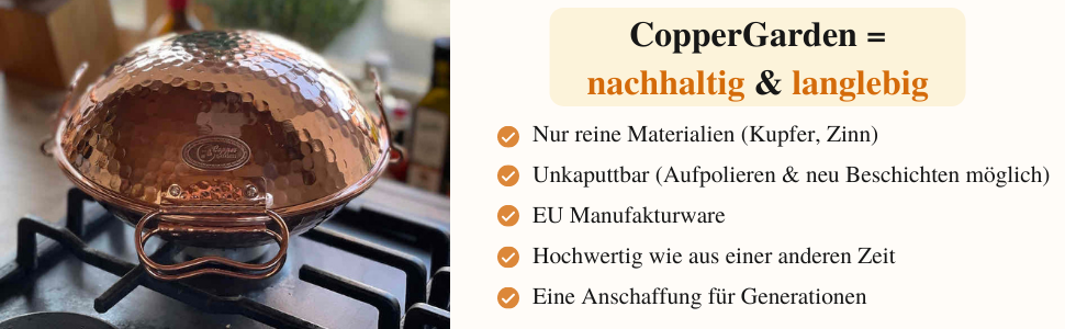 Жаровня CopperGarden Cataplana з кованої міді ручної лудіння діаметром близько 24 см. мідна жаровня з п.