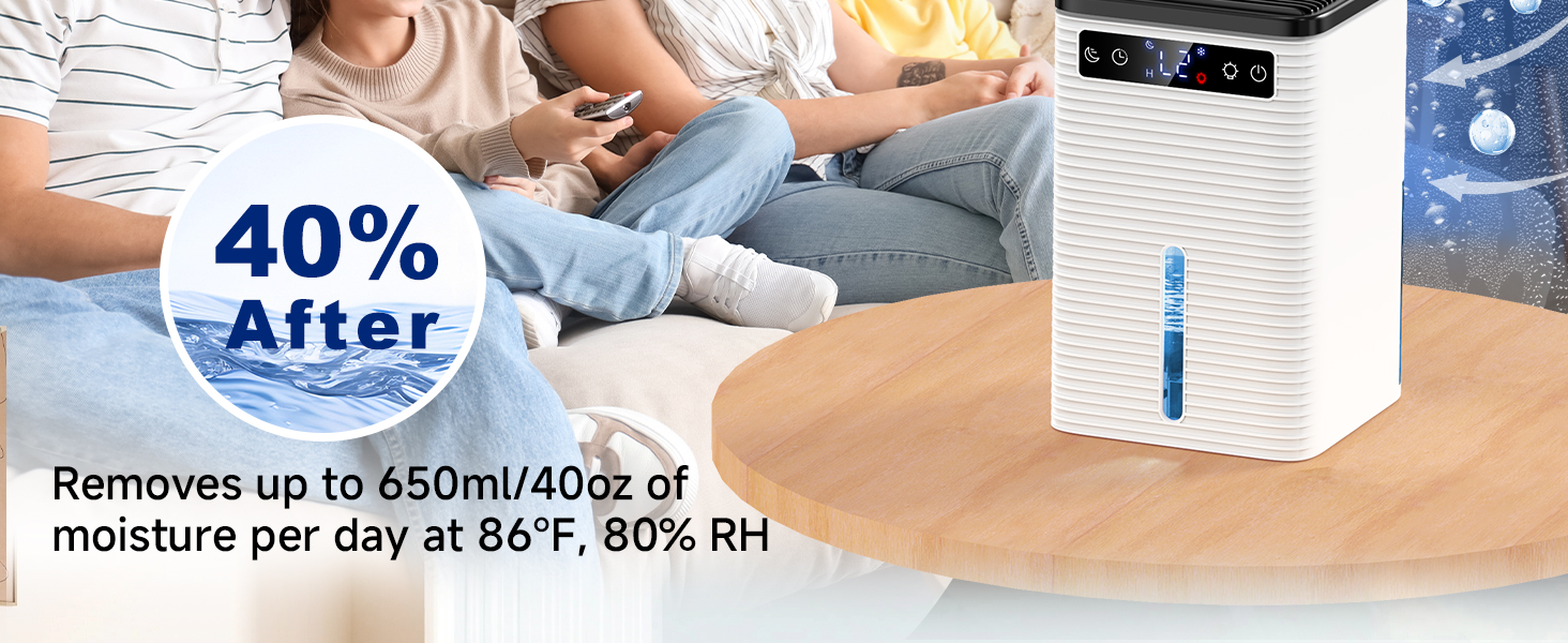 Електричний осушувач повітря 2500 мл з таймером та LED-підсвічуванням для дому