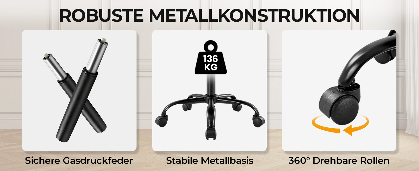 Крісло офісне Yaheetech з регульованою висотою сидіння, обертається на 360°, штучна шкіра, з роликами для офісу/вітальні, біле