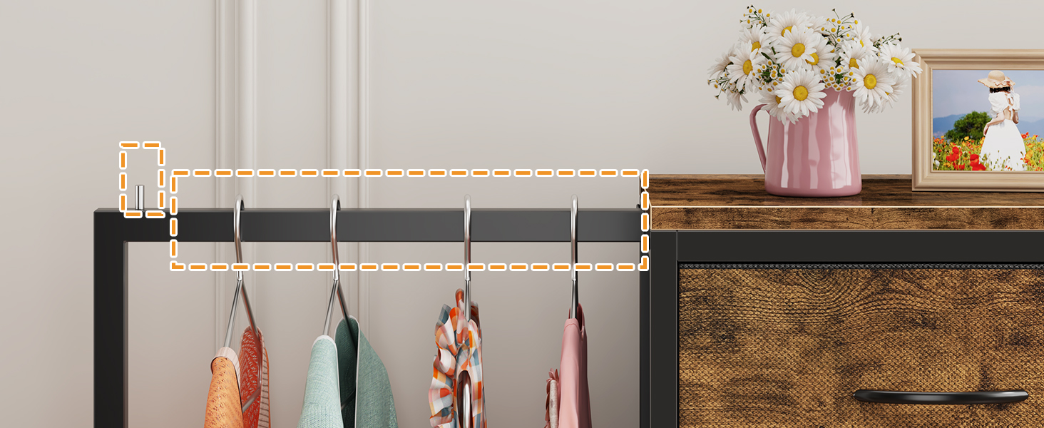 Комод 111 см з 4 висувними ящиками з тканини, з вішалкою, для спальні, вітальні, передпокою, дерев'яний, подарунок