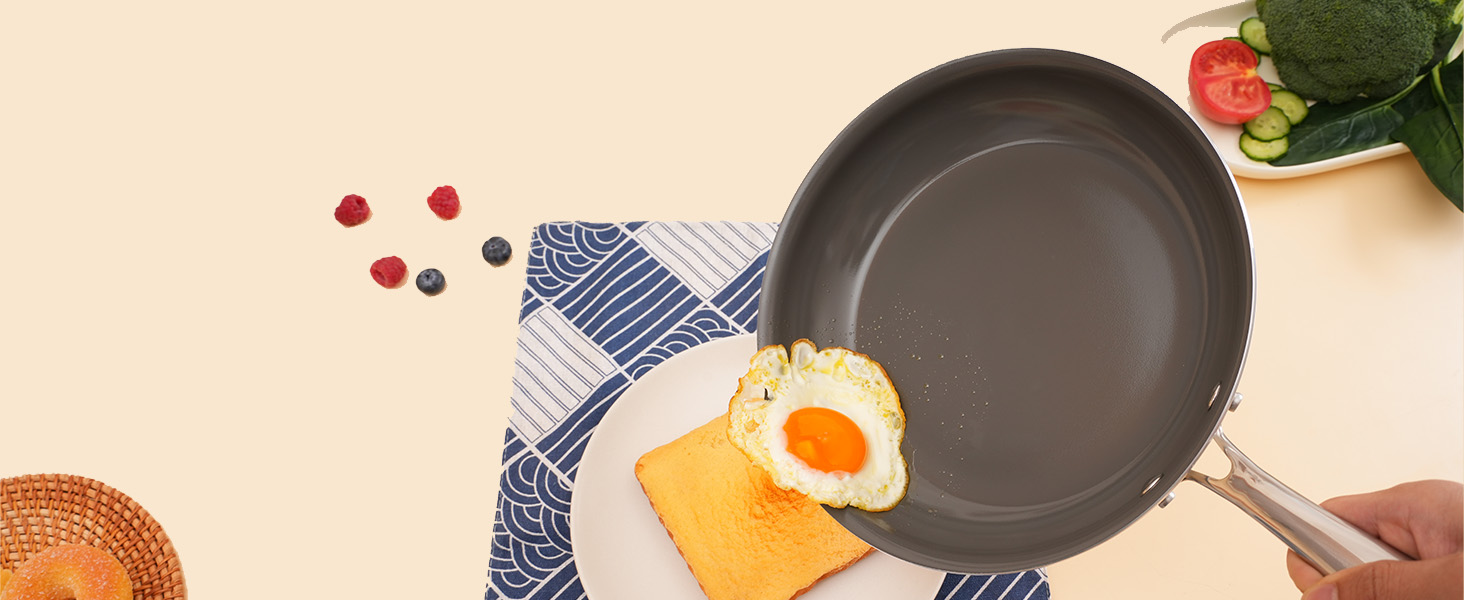 Набір каструль Cookersway: 20, 24, 28 см, керамічне покриття, без PTFE, PFOA, PFAs, для плити та духовки