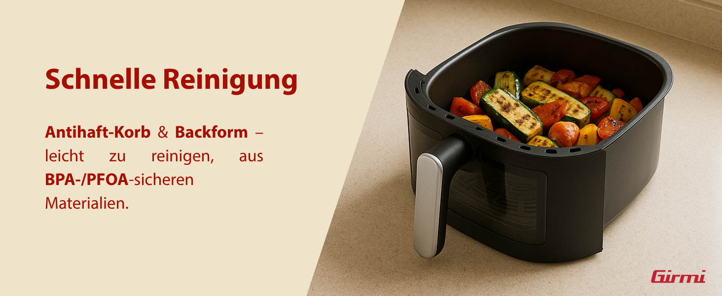 Аерофритюрниця Girmi FG26 Ecofrit Bis з двома зонами приготування, 9 л, 2400 Вт, цифровий дисплей, антипригарне покриття, BPA/PFOA Safe, чорний/сріблястий