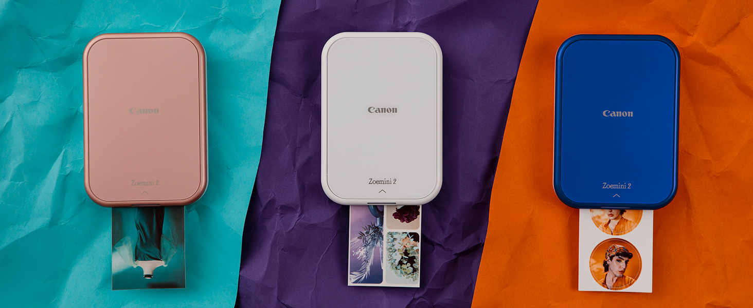 Canon Zoemini 2 Marineblau: Міні-принтер для фотографій, мобільний, компактний, з вбудованим акумулятором. Друкує фото 5x7,6 см зі смартфону/планшету. У комплекті: 20 шт. Zink паперу та 10 шт. круглих наліпок.