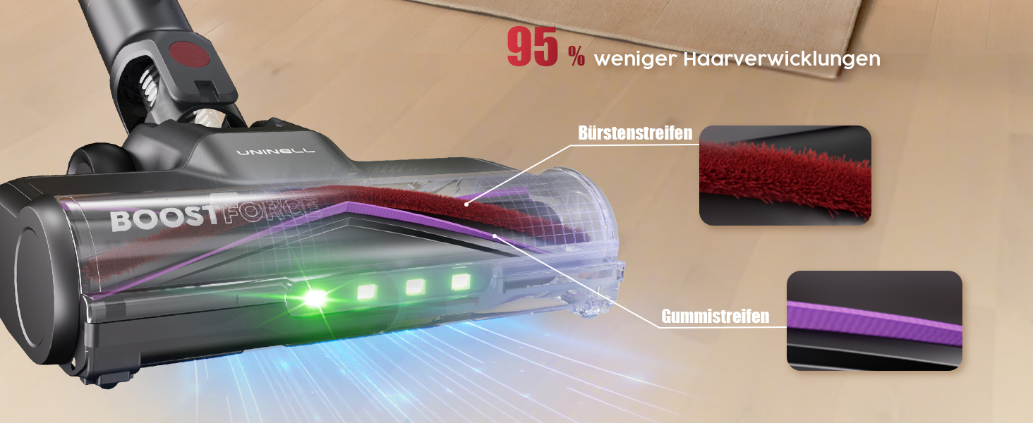 Бездротовий акумуляторний пилосос UNINELL HOME 50000Pa, 580W, 70 хвилин, LED-дисплей, антизаплутана щітка, для твердих поверхонь, килимів, шерсті тварин