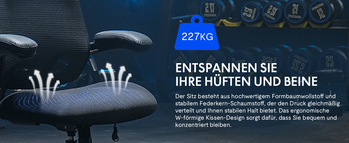 Крісло офісне FLEXISPOT чорне, 227 кг, регульовані підлокітники, для дому/офісу, з товстим сидінням, поворотне, OS2