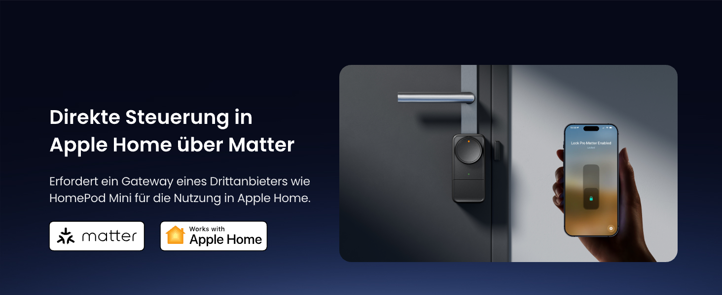 SwitchBot Smart Lock Pro Matter: Розумний замок з акумулятором, Matter, WiFi, сумісний з Apple Home, Alexa, Google Home