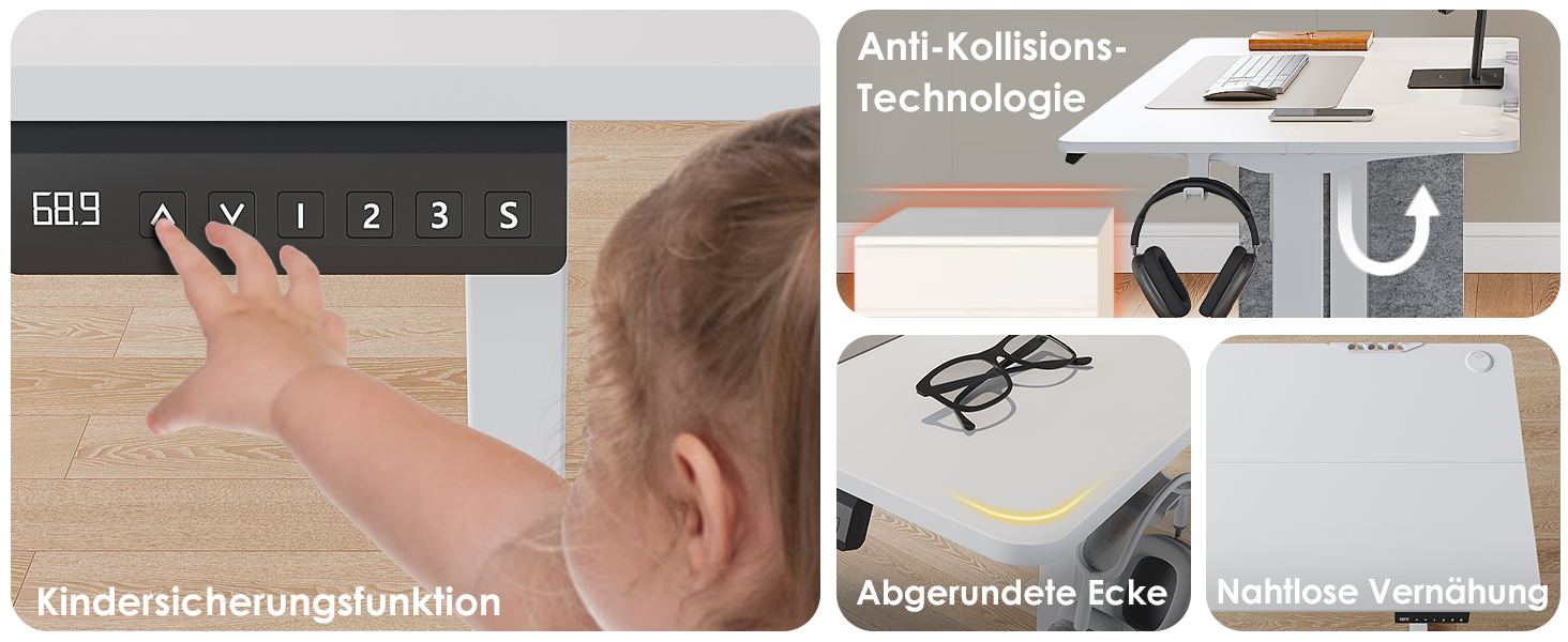 Електричний регульований стіл висотою 120x60 см з пам'яттю, з шухлядами для дому/офісу/навчання (білий)