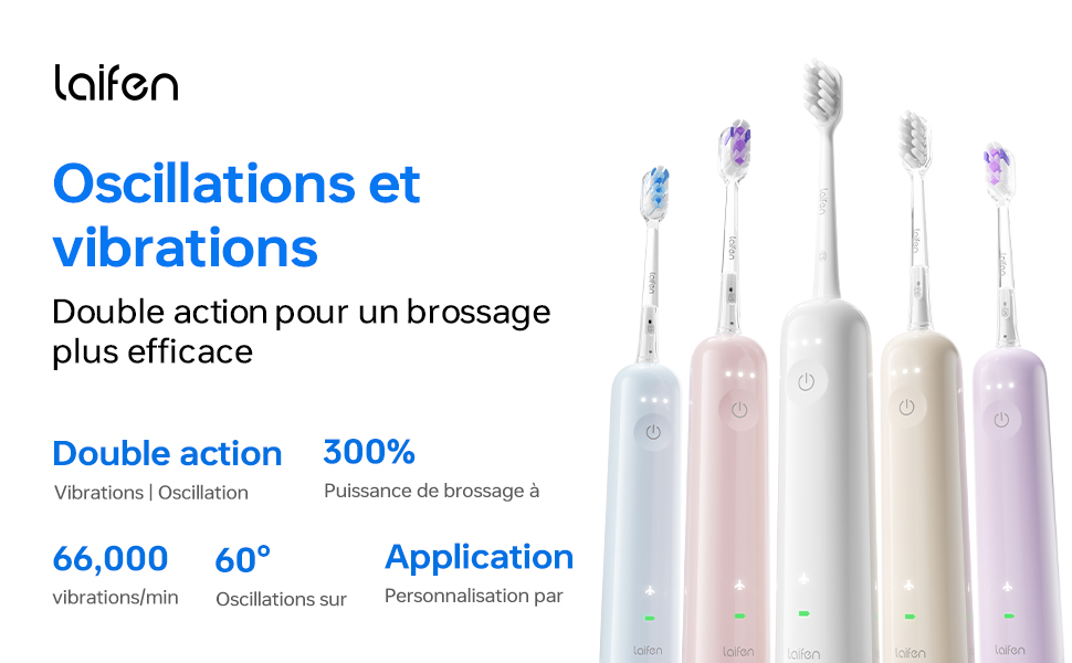 Електрична звукова зубна щітка Laifen Wave з 3 насадками, водонепроникна IPX7, для дорослих, рожева