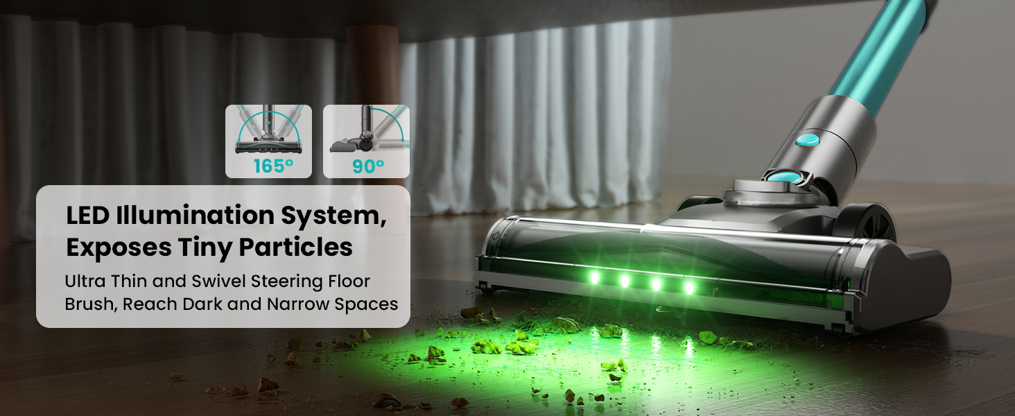 Бездротовий пилосос Dzaki 45000Pa з акумулятором, дисплеєм та антизаплутувальною насадкою для твердих поверхонь, килимів, шерсті тварин та авто (блакитний)