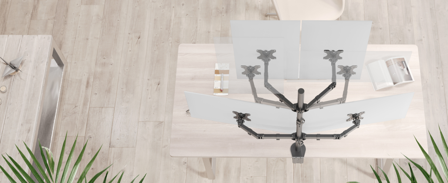 Підставка для монітора RICOO для 2 моніторів, Dual Monitor Arm, TS5811, 15-27 дюймів