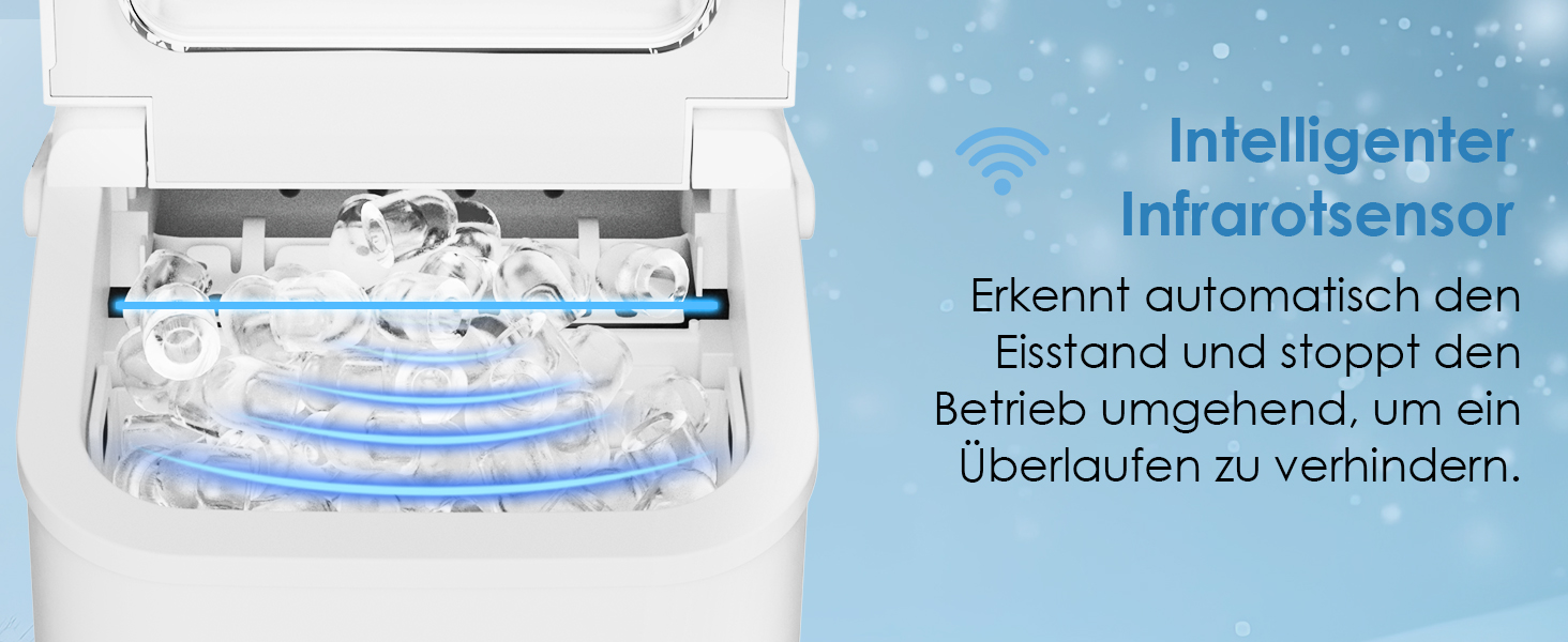 Льодогенератор побутовий Eiswürfelmaschine 12 кг/24год, 2 розміри льоду, самоочищення, білий