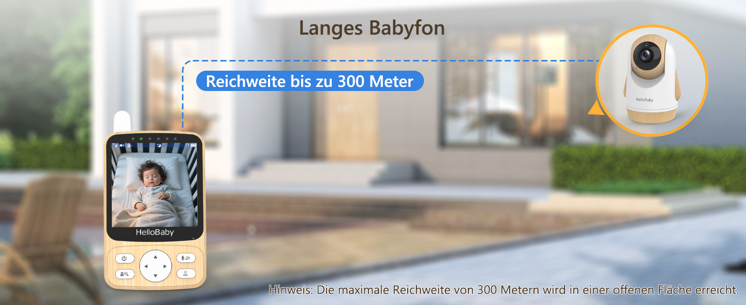 Радіоняня HelloBaby з камерою, 29 годин роботи, монітор для немовлят з поворотним механізмом, нічна зйомка, двосторонній зв'язок (HB6340)