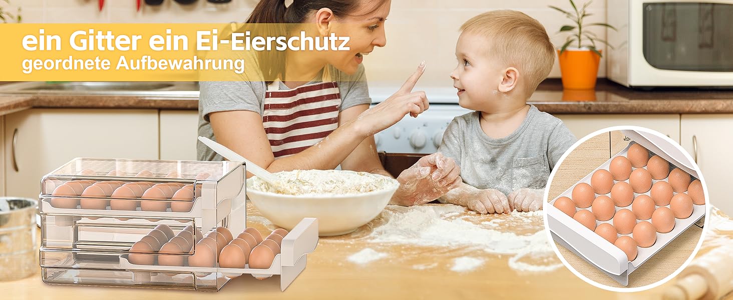 Контейнер для яєць Deecam на 40 яєць, органайзер для холодильника, прозорий, білий