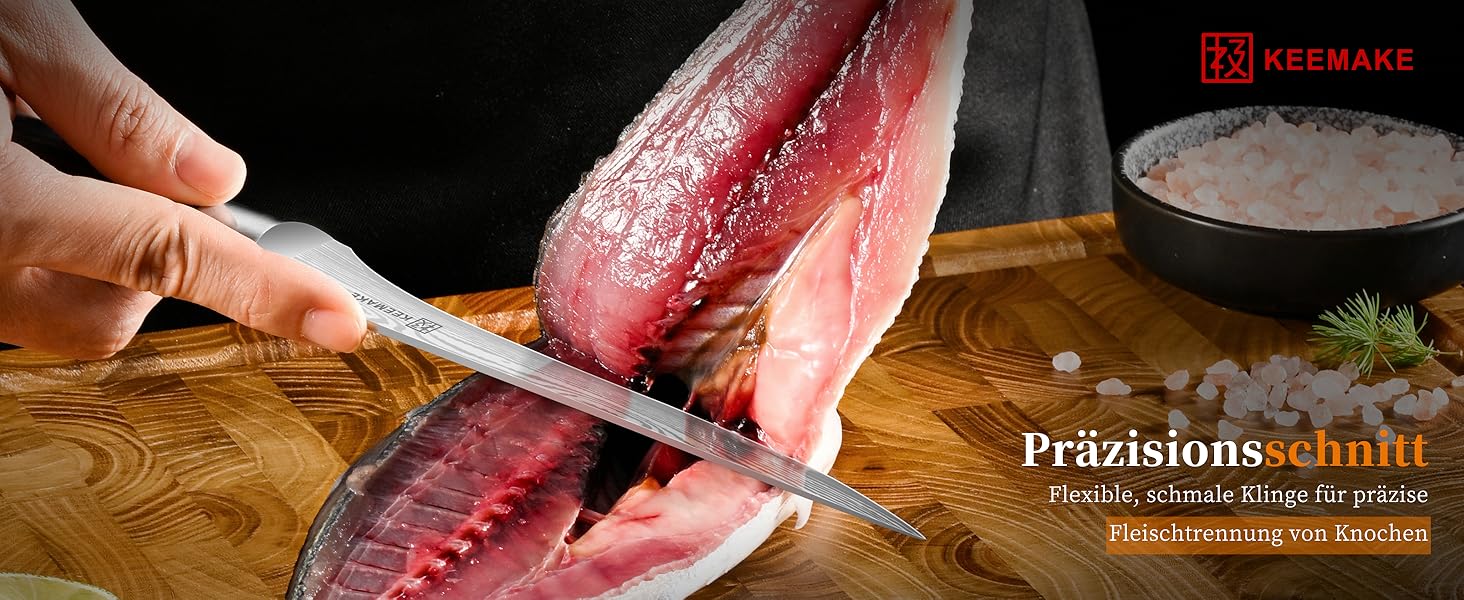 KEEMAKE Набір кухонних ножів: професійний ніж шеф-кухаря з захистом леза, універсальний ніж для м'яса, овочів та риби (15 см)