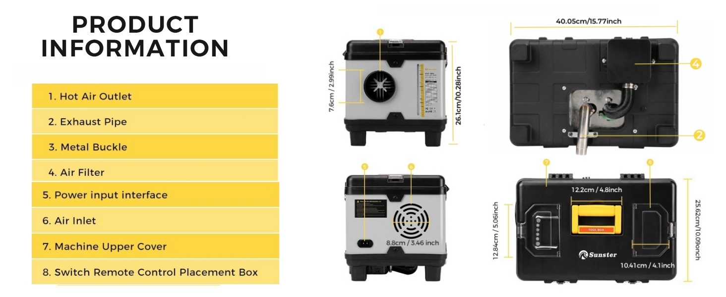 Дизельний опалювач 8kW з Bluetooth, автоматичний старт/стоп, для вантажівок та фургонів (Tb10pro)