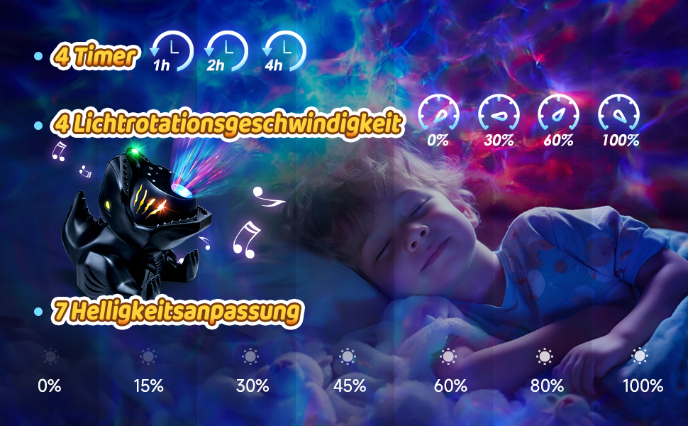 Проєктор зоряного неба Динозавр One Fire з Bluetooth, 144 режими, нічник для дітей з пультом, новорічний декор