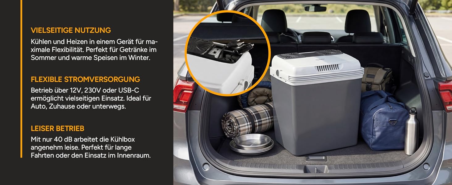 Автомобільний холодильник First Austria Thermoelektrische Kühlbox 32л 230V/12V USB-C PD 3.0 Сірий для авто та кемпінгу