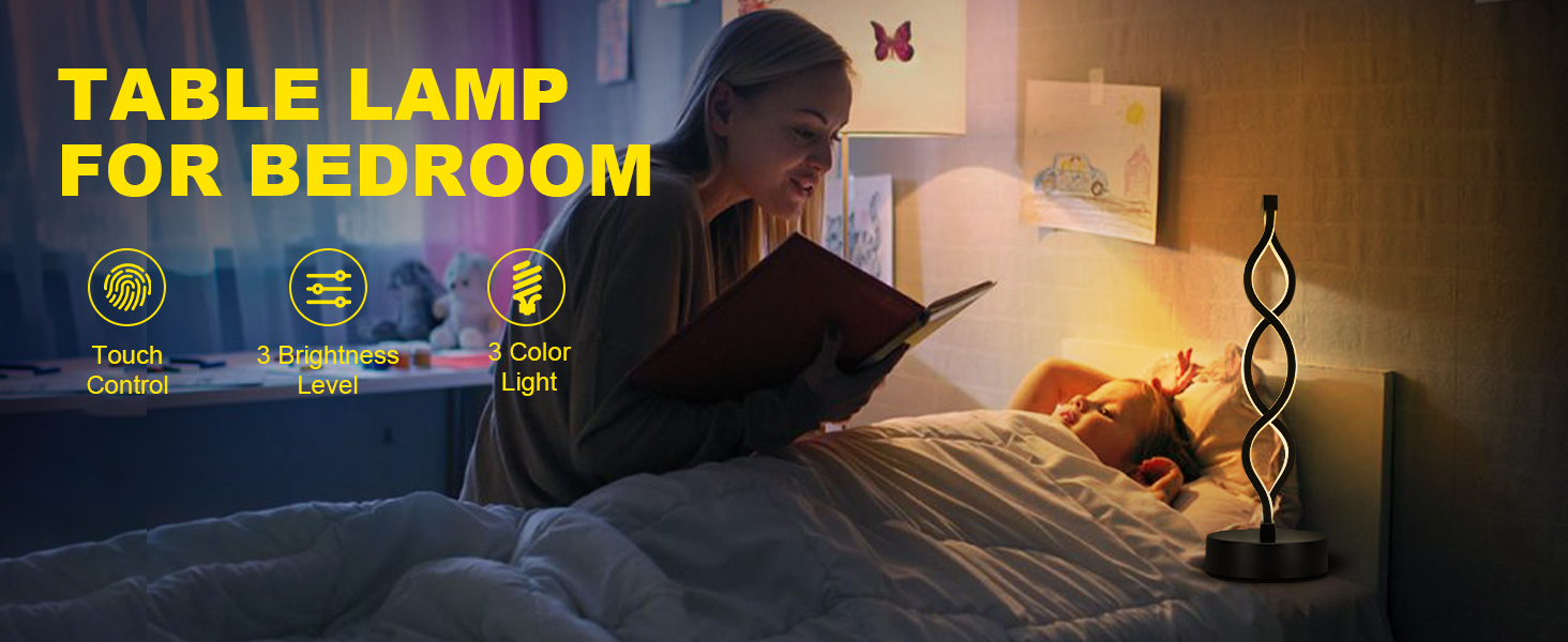 Настільна лампа POYO Dimmable Touch Table Lamp сучасна спіральна лампа з 3 кольорами світлодіодів, чорний, 39 см