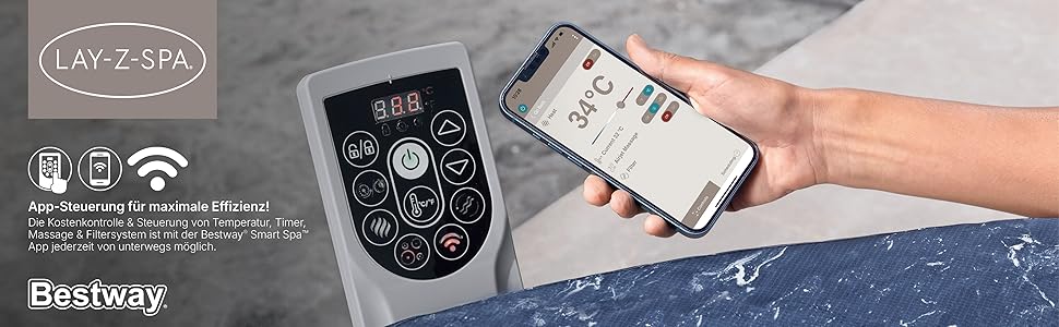 Надувний спа-басейн з гідромасажем Bestway LAY-Z-SPA XXL Mauritius AirJet з Wi-Fi, овальний, 270 x 180 x 71 см