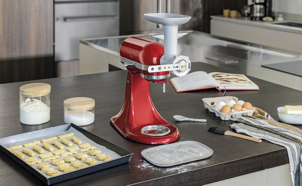 Насадка для KitchenAid Fleischwolf - подрібнювач м'яса та овочів з формочками для печива (5KSMFGCA)