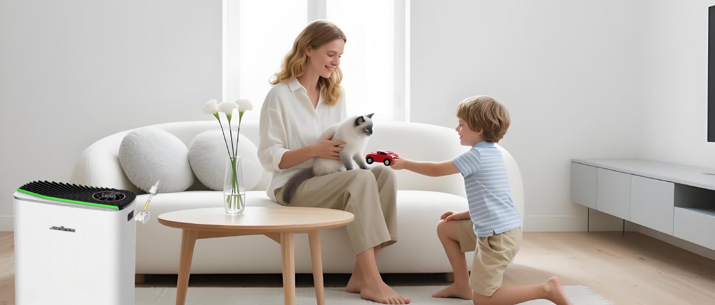 Повітряний очисник Jafända HEPA для алергіків з аромадифузером та фільтром з активованого вугілля, видаляє 99,97% плісняви, пилу, пилку, CADR 268 м³/год (сріблястий)