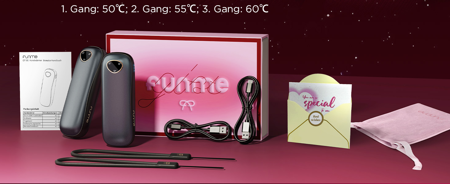 Електричні нагрівачі для рук Funme® 2 шт. 10000mAh Powerbank, USB, 60°C, для жінок, Outdoor, OT95 Waffengold