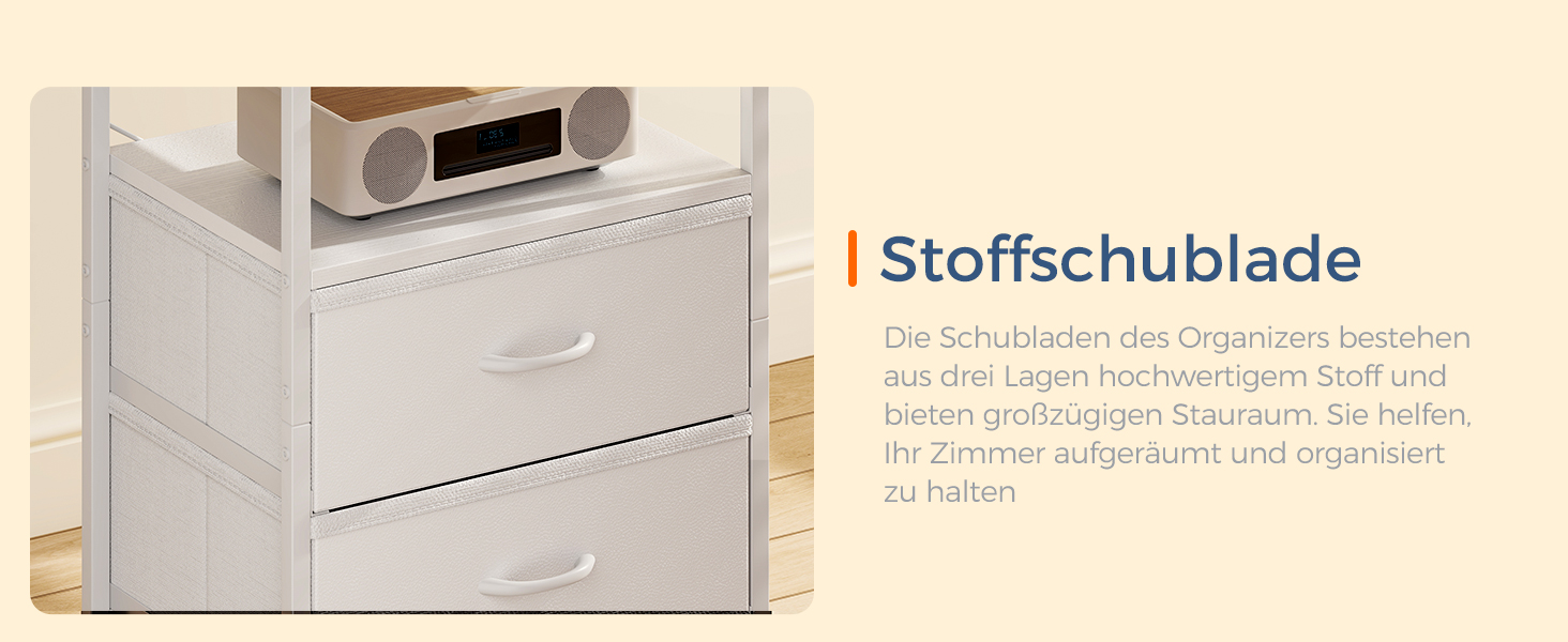 Приліжкова тумбочка Coleshome біла з розеткою, 2 USB, LED-підсвіткою, 3 висувними ящиками та місцем для зберігання, 40x30x70 см