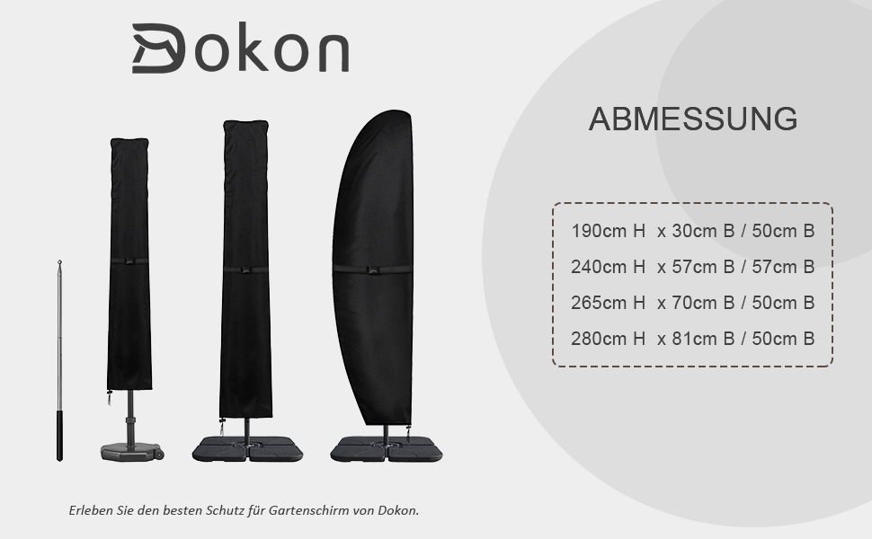 Захисний чохол для парасольки (400см) - водонепроникний, стійкий до УФ, для саду та ринку, чорний