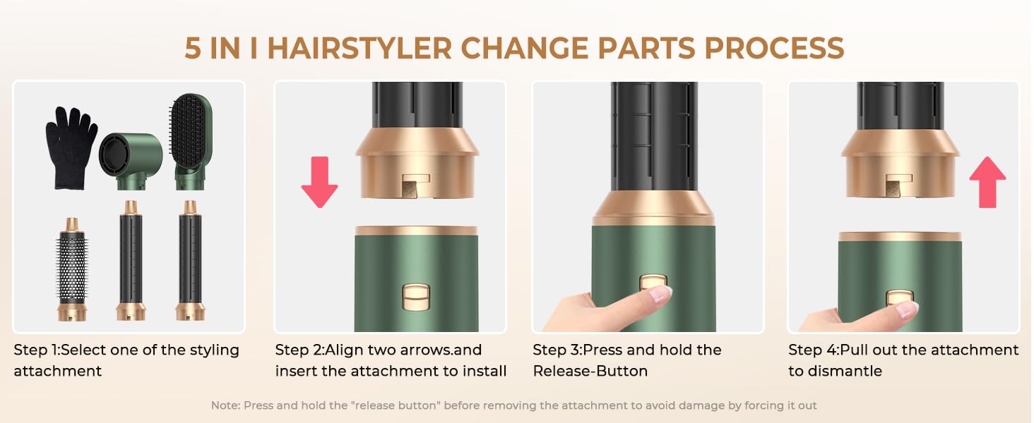MogaWave Air Styler Pro 6 в 1: Фен-щітка, стайлер для волосся 1000W (Сірий)