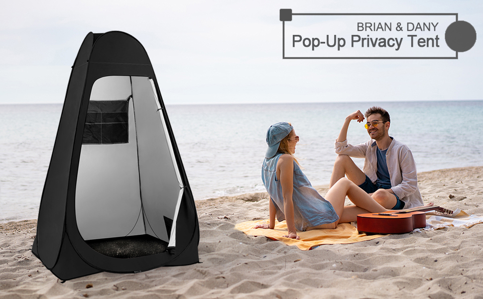 Намет для душу Brian & Dany Camping, Розкладний туалетний намет, Переносний шатрів для переодягання з захистом від дощу та вікнами, Захисний намет для відпочинку на природі, UPF 50+ Водонепроникний, 120 x 120 x 190 см, Оливковий (Чорний)