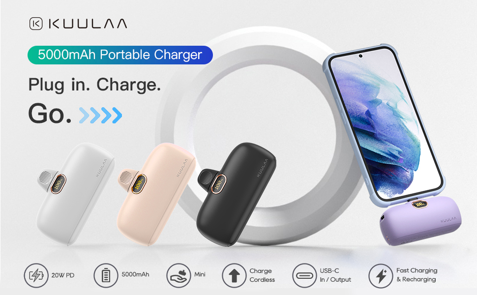 МАг, 20 Вт PD, LED-дисплей, USB-C, сумісний з iPhone, Samsung, Huawei (фіолетовий), 5000