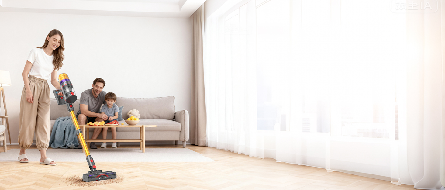 Акумуляторний пилосос V16 600W 55Kpa 80хв з LED-дисплеєм для килимів, шерсті тварин та твердих підлог