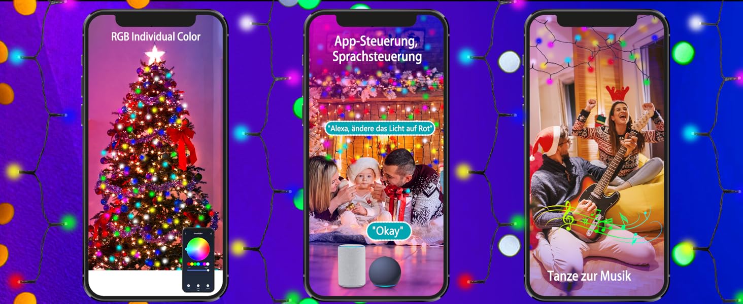 DOTWAYAW Гірлянда світлодіодна святкова 40м, 400 LED, RGB, Wi-Fi, керування через додаток