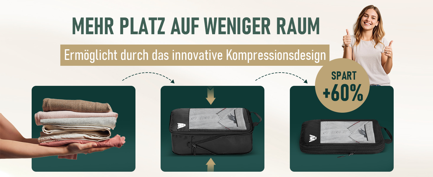 Набір компресійних органайзерів для одягу в подорожі, 8 предметів, дорожні сумки-пакувальники для валізи та рюкзака, чорні