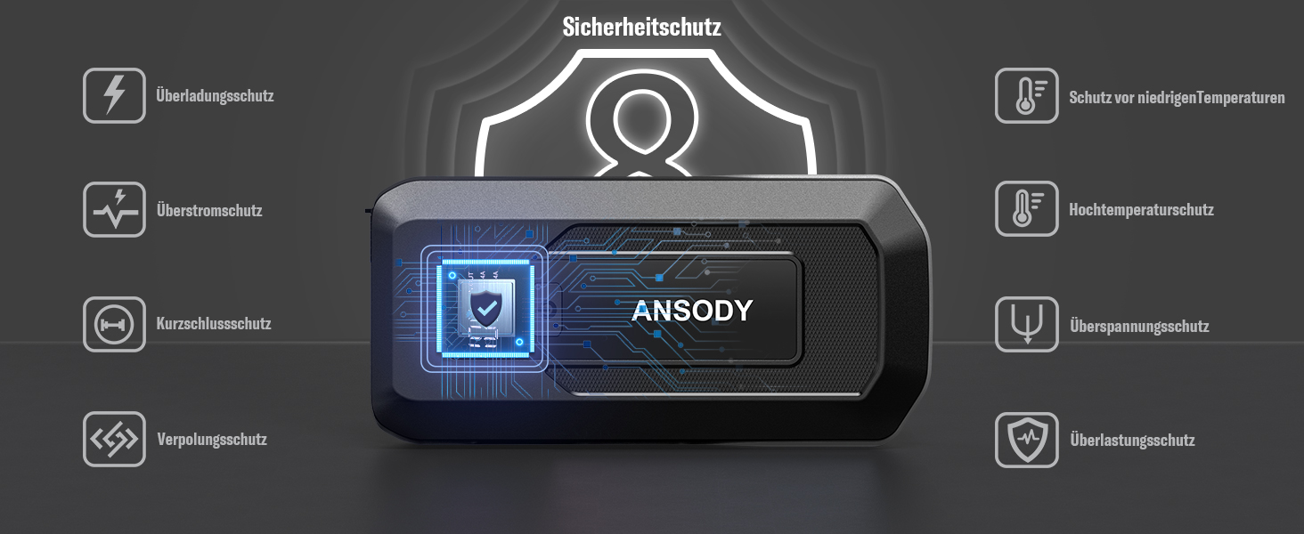 Бустерний пускач автомобіля 3000A Powerbank для авто 12V (до 10л бензин/8л дизель) з LED-ліхтарем та пусковими кабелями, сірий
