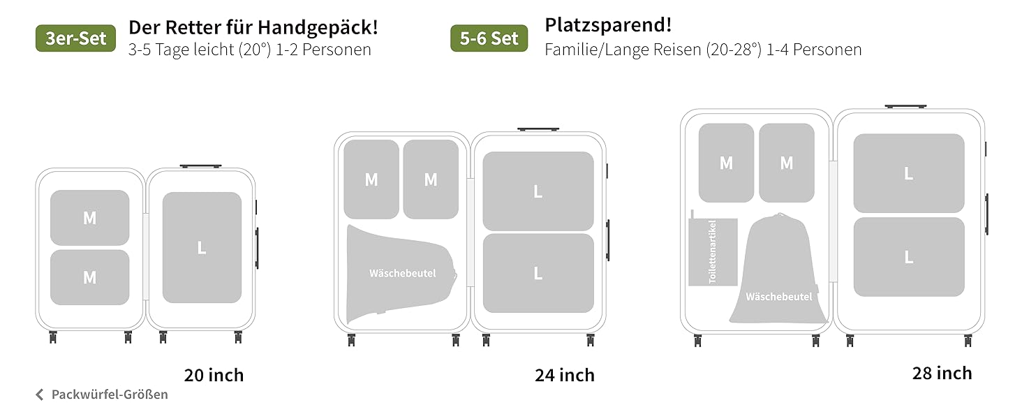 Набір компресійних органайзерів для одягу Cipway для подорожей, ультралегкі пакувальні куби для валізи та рюкзака, 6 шт, зелений